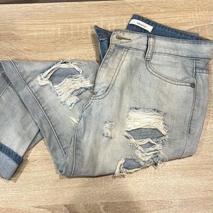 Blue Asphalt Skinny Boyfriend Distressed Denim Jeans